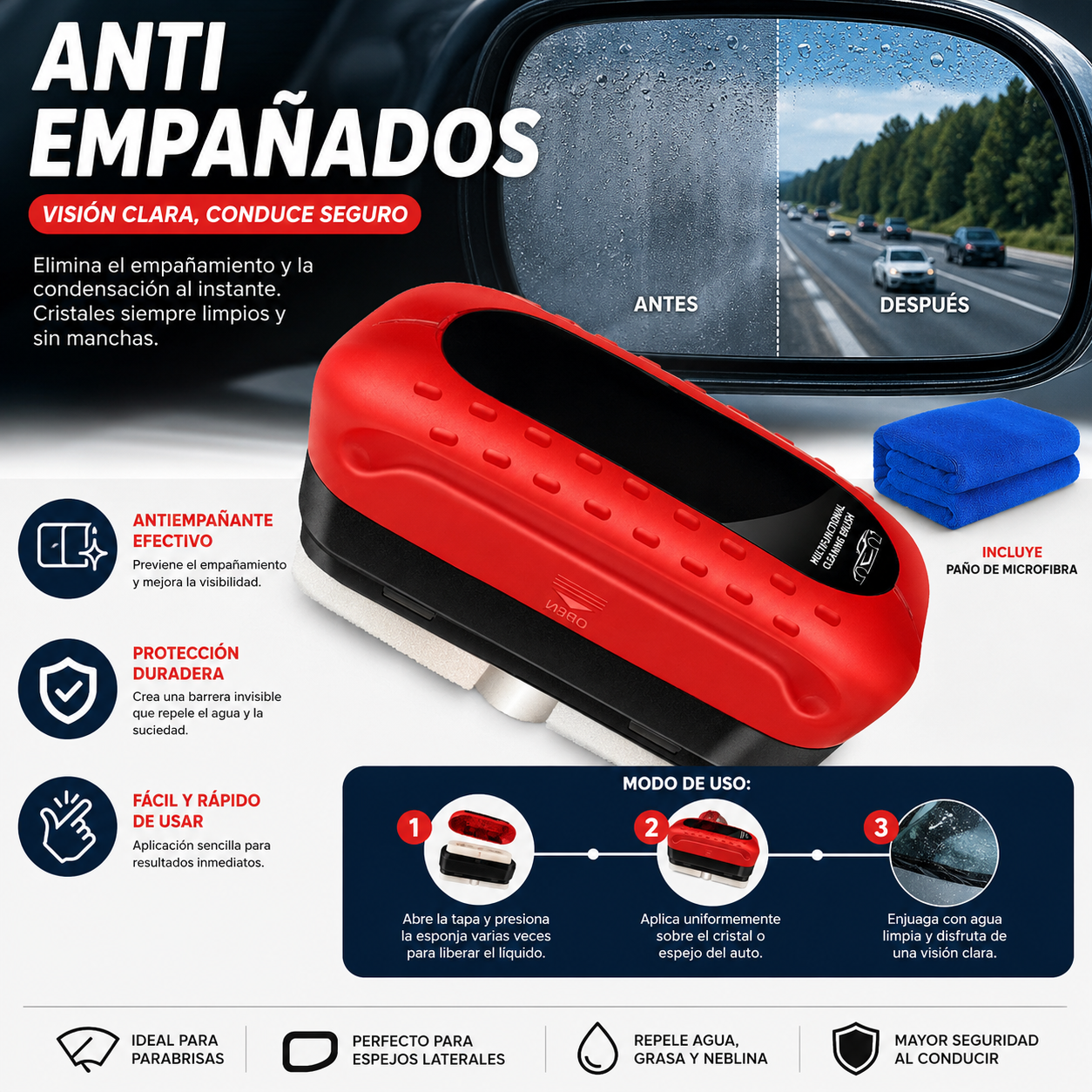 Adiós al Parabrisas Empañado – 2 Cepillo Antiempañante Automotriz