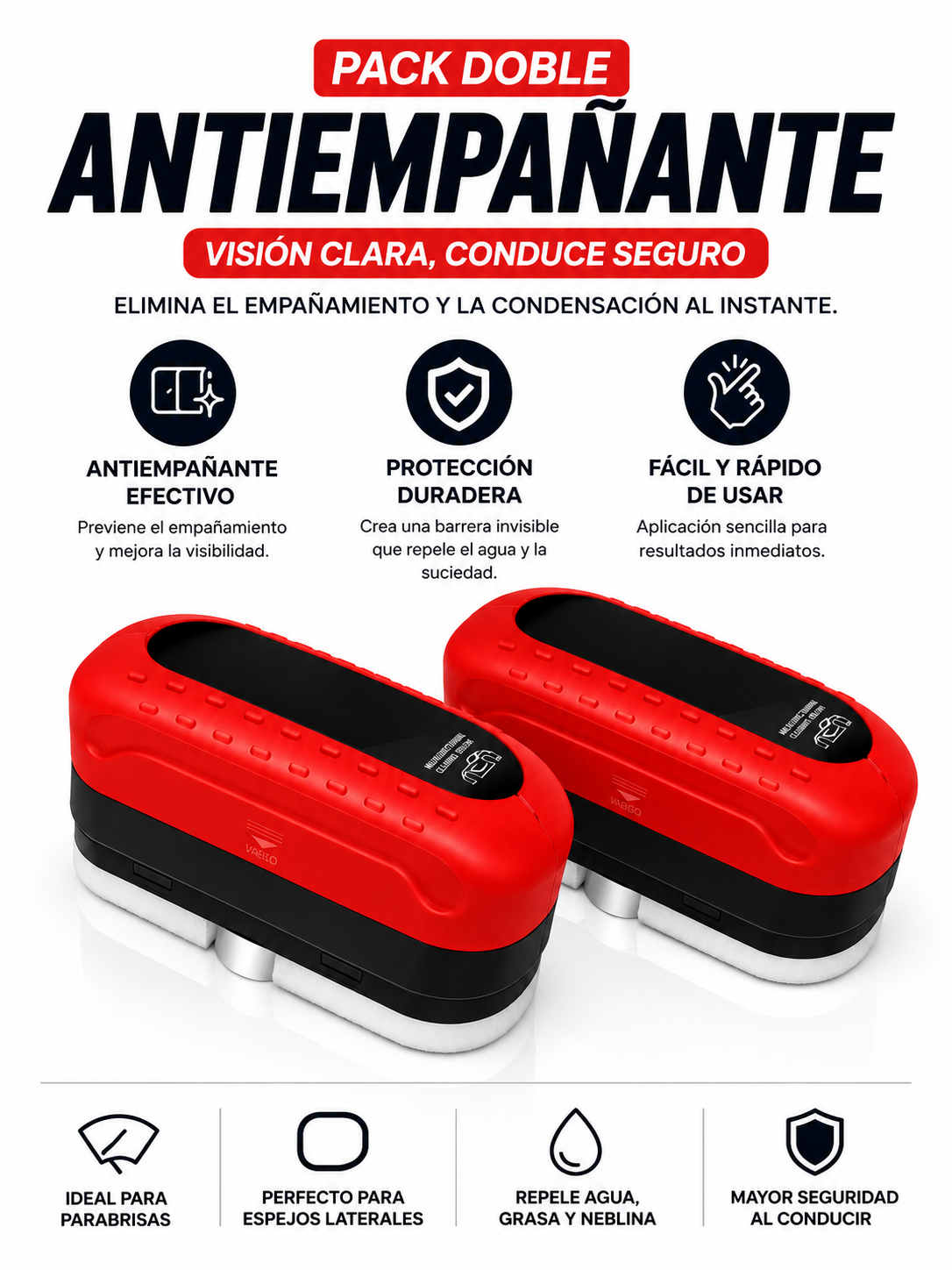 Adiós al Parabrisas Empañado – 2 Cepillo Antiempañante Automotriz